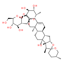 ChemSpider 2D Image | (3beta,25R)-17-Hydroxyspirost-5-en-3-yl 2-O-(6-deoxy-alpha-L-gulopyranosyl)-beta-D-glucopyranoside | C39H62O13