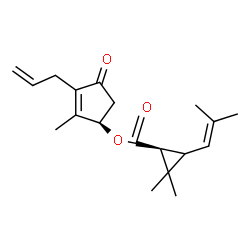 ChemSpider 2D Image | (1R)-3-Allyl-2-methyl-4-oxo-2-cyclopenten-1-yl (1S)-2,2-dimethyl-3-(2-methyl-1-propen-1-yl)cyclopropanecarboxylate | C19H26O3