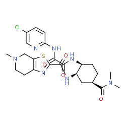 ChemSpider 2D Image | N1-(5-Chloropyridin-2-yl)-N2-((1S,2R,4R)-4-(dimethylcarbamoyl)-2-(5-methyl-4,5,6,7-tetrahydrothiazolo[5,4-c]pyridine-2-carboxamido)cyclohexyl)oxalamide | C24H30ClN7O4S
