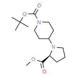 ChemSpider 2D Image | 2-Methyl-2-propanyl 4-[(2S)-2-(methoxycarbonyl)-1-pyrrolidinyl]-1-piperidinecarboxylate | C16H28N2O4