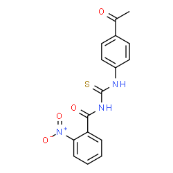 ChemSpider 2D Image | 1-(4-acetylphenyl)-3-(2-nitrobenzoyl)thiourea | C16H13N3O4S