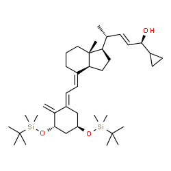 ChemSpider 2D Image | (1S,3R,5E,7E,22E,24S)-1,3-Bis{[dimethyl(2-methyl-2-propanyl)silyl]oxy}-26,27-cyclo-9,10-secocholesta-5,7,10,22-tetraen-24-ol | C39H68O3Si2