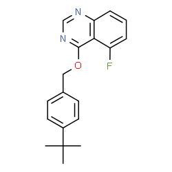 ChemSpider 2D Image | 5-Fluoro-4-{[4-(2-methyl-2-propanyl)benzyl]oxy}quinazoline | C19H19FN2O
