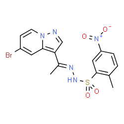 ChemSpider 2D Image | N'-[(1E)-1-(5-Bromopyrazolo[1,5-a]pyridin-3-yl)ethylidene]-2-methyl-5-nitrobenzenesulfonohydrazide | C16H14BrN5O4S