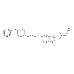 ChemSpider 2D Image | N-({5-[3-(1-Benzyl-4-piperidinyl)propoxy]-1-methyl-1H-indol-2-yl}methyl)-N-methyl-2-propyn-1-amine | C29H37N3O
