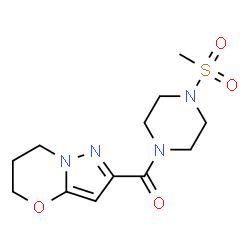 ChemSpider 2D Image | 6,7-Dihydro-5H-pyrazolo[5,1-b][1,3]oxazin-2-yl[4-(methylsulfonyl)-1-piperazinyl]methanone | C12H18N4O4S