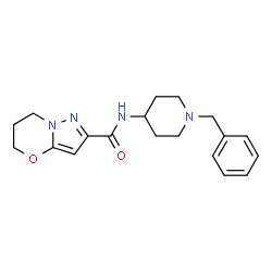 ChemSpider 2D Image | N-(1-Benzyl-4-piperidinyl)-6,7-dihydro-5H-pyrazolo[5,1-b][1,3]oxazine-2-carboxamide | C19H24N4O2