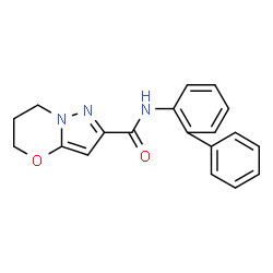 ChemSpider 2D Image | N-(2-Biphenylyl)-6,7-dihydro-5H-pyrazolo[5,1-b][1,3]oxazine-2-carboxamide | C19H17N3O2