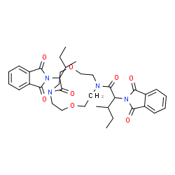 ChemSpider 2D Image | 2,2'-[1,7-Dioxa-4,10-diazacyclododecane-4,10-diylbis(3-methyl-1-oxo-1,2-pentanediyl)]bis(1H-isoindole-1,3(2H)-dione) | C36H44N4O8
