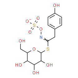 ChemSpider 2D Image | 1-S-[2-(4-Hydroxyphenyl)-N-(sulfonatooxy)ethanimidoyl]-1-thiohexopyranose | C14H18NO10S2
