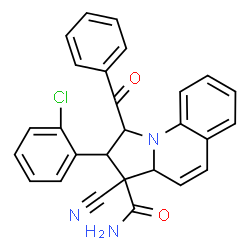 ChemSpider 2D Image | 1-Benzoyl-2-(2-chlorophenyl)-3-cyano-1,2,3,3a-tetrahydropyrrolo[1,2-a]quinoline-3-carboxamide | C27H20ClN3O2