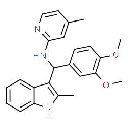 ChemSpider 2D Image | N-[(3,4-Dimethoxyphenyl)(2-methyl-1H-indol-3-yl)methyl]-4-methyl-2-pyridinamine | C24H25N3O2