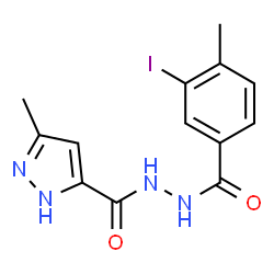 ChemSpider 2D Image | N'-(3-Iodo-4-methylbenzoyl)-3-methyl-1H-pyrazole-5-carbohydrazide | C13H13IN4O2