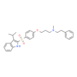ChemSpider 2D Image | 3-{4-[(3-Isopropyl-1H-indol-2-yl)sulfonyl]phenoxy}-N-methyl-N-(2-phenylethyl)-1-propanamine | C29H34N2O3S