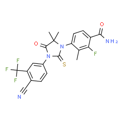 ChemSpider 2D Image | 4-{3-[4-Cyano-3-(trifluoromethyl)phenyl]-5,5-dimethyl-4-oxo-2-thioxo-1-imidazolidinyl}-2-fluoro-3-methylbenzamide | C21H16F4N4O2S