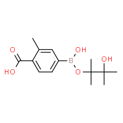 ChemSpider 2D Image | 4-{Hydroxy[(3-hydroxy-2,3-dimethyl-2-butanyl)oxy]boryl}-2-methylbenzoic acid | C14H21BO5