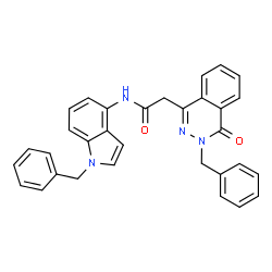 ChemSpider 2D Image | N-(1-Benzyl-1H-indol-4-yl)-2-(3-benzyl-4-oxo-3,4-dihydro-1-phthalazinyl)acetamide | C32H26N4O2
