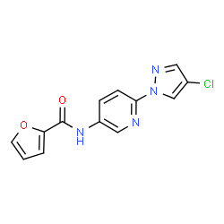 ChemSpider 2D Image | N-[6-(4-Chloro-1H-pyrazol-1-yl)-3-pyridinyl]-2-furamide | C13H9ClN4O2