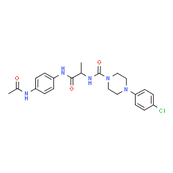 ChemSpider 2D Image | N-{1-[(4-Acetamidophenyl)amino]-1-oxo-2-propanyl}-4-(4-chlorophenyl)-1-piperazinecarboxamide | C22H26ClN5O3
