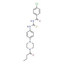 ChemSpider 2D Image | N-{[4-(4-Butyryl-1-piperazinyl)phenyl]carbamothioyl}-4-chlorobenzamide | C22H25ClN4O2S