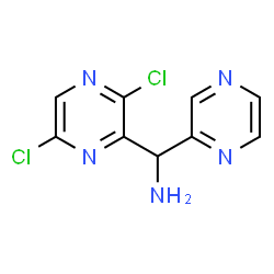 ChemSpider 2D Image | 1-(3,6-Dichloro-2-pyrazinyl)-1-(2-pyrazinyl)methanamine | C9H7Cl2N5