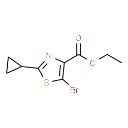ChemSpider 2D Image | Ethyl 5-bromo-2-cyclopropyl-1,3-thiazole-4-carboxylate | C9H10BrNO2S