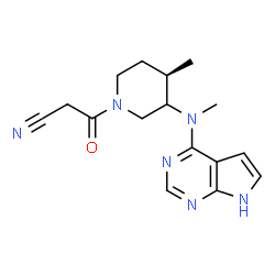 ChemSpider 2D Image | 3-[(4R)-4-methyl-3-[methyl(7H-pyrrolo[2,3-d]pyrimidin-4-yl)amino]-1-piperidyl]-3-oxo-propanenitrile | C16H20N6O