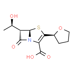 ChemSpider 2D Image | (5R,6S)-6-[(1R)-1-Hydroxyethyl]-7-oxo-3-[(2S)-tetrahydro-2-furanyl]-4-thia-1-azabicyclo[3.2.0]hept-2-ene-2-carboxylic acid | C12H15NO5S