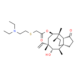 ChemSpider 2D Image | (1S,2R,3S,4S,6R,7S,8R,14R)-3-Hydroxy-2,4,7,14-tetramethyl-9-oxo-4-vinyltricyclo[5.4.3.0~1,8~]tetradec-6-yl {[2-(diethylamino)ethyl]sulfanyl}acetate | C28H47NO4S
