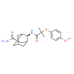 ChemSpider 2D Image | (1r,4s)-4-{[2-(4-Methoxyphenoxy)-2-methylpropanoyl]amino}-1-adamantanecarboxamide | C22H30N2O4