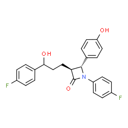 ChemSpider 2D Image | (3S,4R)-1-(4-Fluorophenyl)-3-[3-(4-fluorophenyl)-3-hydroxypropyl]-4-(4-hydroxyphenyl)-2-azetidinone | C24H21F2NO3