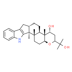 ChemSpider 2D Image | (4R,4aR,4bR,6aS,12bS,12cS,14aS)-2-(2-Hydroxy-2-propanyl)-4a,12b,12c-trimethyl-3,4,4a,4b,5,6,6a,7,12,12b,12c,13,14,14a-tetradecahydro-2H-chromeno[5',6':6,7]indeno[1,2-b]indol-4-ol | C28H39NO3
