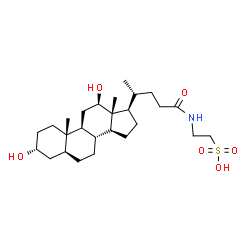 ChemSpider 2D Image | 2-{[(3alpha,5alpha,12beta)-3,12-Dihydroxy-24-oxocholan-24-yl]amino}ethanesulfonic acid | C26H45NO6S