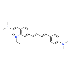 ChemSpider 2D Image | 3-(Dimethylamino)-7-{(1E,3E)-4-[4-(dimethylamino)phenyl]-1,3-butadien-1-yl}-1-ethylquinolinium | C25H30N3