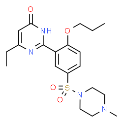 ChemSpider 2D Image | 6-Ethyl-2-{5-[(4-methyl-1-piperazinyl)sulfonyl]-2-propoxyphenyl}-4(1H)-pyrimidinone | C20H28N4O4S