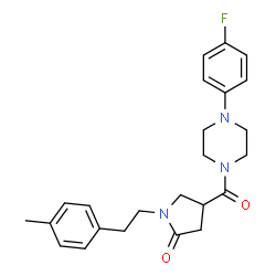 ChemSpider 2D Image | 4-{[4-(4-Fluorophenyl)-1-piperazinyl]carbonyl}-1-[2-(4-methylphenyl)ethyl]-2-pyrrolidinone | C24H28FN3O2