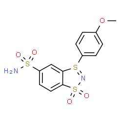 ChemSpider 2D Image | 3-(4-Methoxyphenyl)-1lambda~4~,3,2-benzodithiazole-5-sulfonamide 1,1-dioxide | C13H12N2O5S3