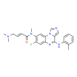 ChemSpider 2D Image | (2E)-4-(Dimethylamino)-N-{7-fluoro-4-[(2-methylphenyl)amino]imidazo[1,5-a]quinoxalin-8-yl}-N-methyl-2-butenamide | C24H25FN6O