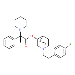ChemSpider 2D Image | (3R)-1-[2-(4-Fluorophenyl)ethyl]-3-{[(2S)-2-phenyl-2-(1-piperidinyl)propanoyl]oxy}-1-azoniabicyclo[2.2.2]octane | C29H38FN2O2