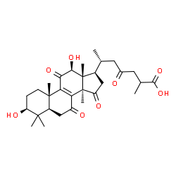 ChemSpider 2D Image | (3beta,12beta)-3,12-Dihydroxy-7,11,15,23-tetraoxolanost-8-en-26-oic acid | C30H42O8