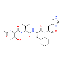 ChemSpider 2D Image | N-Acetyl-L-threonyl-L-valyl-3-cyclohexyl-N-[(2S)-1-(1H-imidazol-4-yl)-3-oxo-2-propanyl]-L-alaninamide | C26H42N6O6