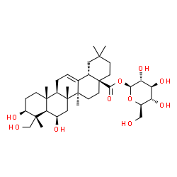 ChemSpider 2D Image | 3beta,6beta,23-trihydroxyolean-12-en-28-oic acid 28-O-beta-D-glucopyranoside | C36H58O10