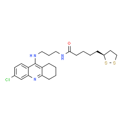 ChemSpider 2D Image | N-{3-[(6-Chloro-1,2,3,4-tetrahydro-9-acridinyl)amino]propyl}-5-[(3S)-1,2-dithiolan-3-yl]pentanamide | C24H32ClN3OS2