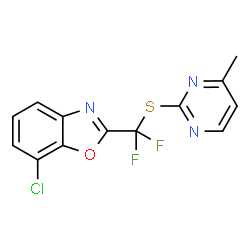 ChemSpider 2D Image | 7-Chloro-2-{difluoro[(4-methyl-2-pyrimidinyl)sulfanyl]methyl}-1,3-benzoxazole | C13H8ClF2N3OS