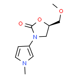 ChemSpider 2D Image | (5R)-5-(Methoxymethyl)-3-(1-methyl-1H-pyrrol-3-yl)-1,3-oxazolidin-2-one | C10H14N2O3