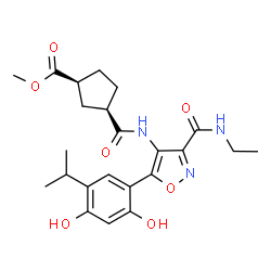 ChemSpider 2D Image | Methyl (1S,3R)-3-{[5-(2,4-dihydroxy-5-isopropylphenyl)-3-(ethylcarbamoyl)-1,2-oxazol-4-yl]carbamoyl}cyclopentanecarboxylate | C23H29N3O7
