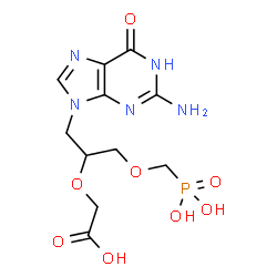 ChemSpider 2D Image | {[1-(2-Amino-6-oxo-1,6-dihydro-9H-purin-9-yl)-3-(phosphonomethoxy)-2-propanyl]oxy}acetic acid | C11H16N5O8P