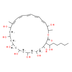ChemSpider 2D Image | (17Z,19Z,21E,23E,25E)-4,6,8,10,12,14,16,27-Octahydroxy-3-(1-hydroxyhexyl)-17,28-dimethyloxacyclooctacosa-17,19,21,23,25-pentaen-2-one | C35H58O11