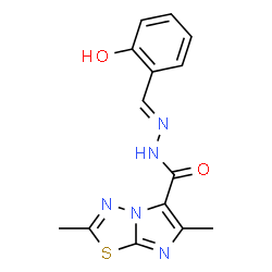 ChemSpider 2D Image | N'-[(E)-(2-Hydroxyphenyl)methylene]-2,6-dimethylimidazo[2,1-b][1,3,4]thiadiazole-5-carbohydrazide | C14H13N5O2S