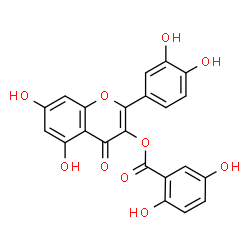 ChemSpider 2D Image | 2-(3,4-Dihydroxyphenyl)-5,7-dihydroxy-4-oxo-4H-chromen-3-yl 2,5-dihydroxybenzoate | C22H14O10